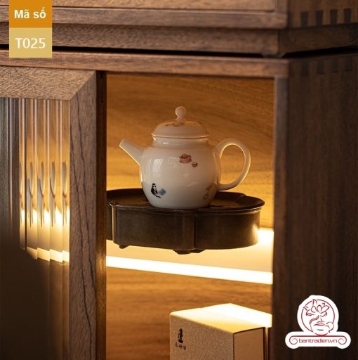 Tủ kệ trà trưng bày ấm chén dụng cụ trà trang trí không gian trà đạo. Tủ kệ trà dùng trang trí trong phòng khách. Tủ kệ trưng bày ấm chén dụng cụ trà đa năng T023