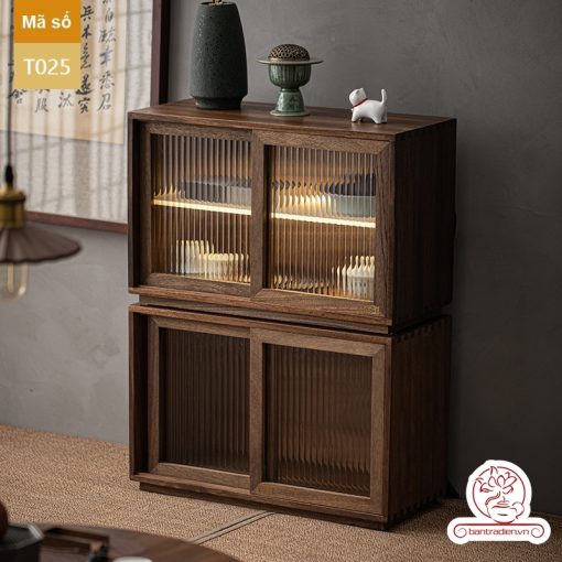 Tủ kệ trà trưng bày ấm chén dụng cụ trà trang trí không gian trà đạo. Tủ kệ trà dùng trang trí trong phòng khách. Tủ kệ trưng bày ấm chén dụng cụ trà đa năng T023