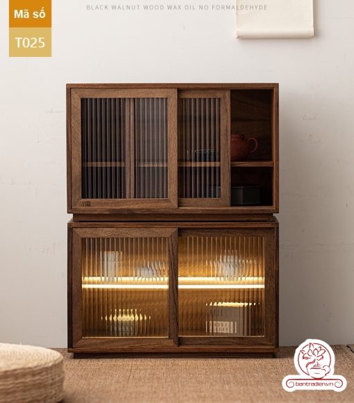 Tủ kệ trà trưng bày ấm chén dụng cụ trà trang trí không gian trà đạo. Tủ kệ trà dùng trang trí trong phòng khách. Tủ kệ trưng bày ấm chén dụng cụ trà đa năng T023