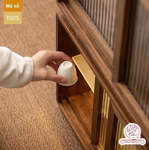 Tủ kệ trà trưng bày ấm chén dụng cụ trà trang trí không gian trà đạo. Tủ kệ trà dùng trang trí trong phòng khách. Tủ kệ trưng bày ấm chén dụng cụ trà đa năng T023