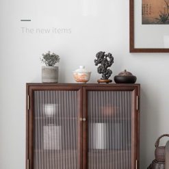 Tủ kệ trà trưng bày ấm chén dụng cụ trà trang trí không gian trà đạo. Tủ kệ trà dùng trong phòng khách. Tủ kệ trưng bày ấm chén dụng cụ trà 02 tầng size bé T002