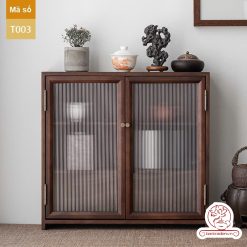 Tủ kệ trà trưng bày ấm chén dụng cụ trà trang trí không gian trà đạo. Tủ kệ trà dùng trong phòng khách. Tủ kệ trưng bày ấm chén dụng cụ trà 02 tầng size bé T002