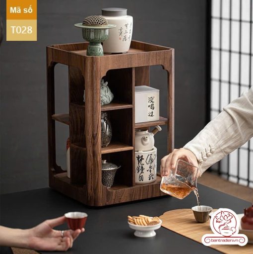 Tủ kệ trà trưng bày ấm chén dụng cụ trà trang trí không gian trà đạo. Tủ kệ trà dùng trang trí trong phòng khách. Tủ kệ trưng bày ấm chén dụng cụ trà đa năng T028