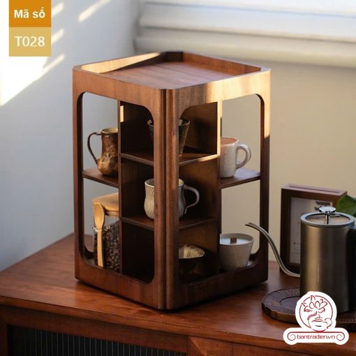 Tủ kệ trà trưng bày ấm chén dụng cụ trà trang trí không gian trà đạo. Tủ kệ trà dùng trang trí trong phòng khách. Tủ kệ trưng bày ấm chén dụng cụ trà đa năng T028