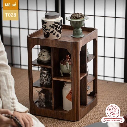 Tủ kệ trà trưng bày ấm chén dụng cụ trà trang trí không gian trà đạo. Tủ kệ trà dùng trang trí trong phòng khách. Tủ kệ trưng bày ấm chén dụng cụ trà đa năng T028