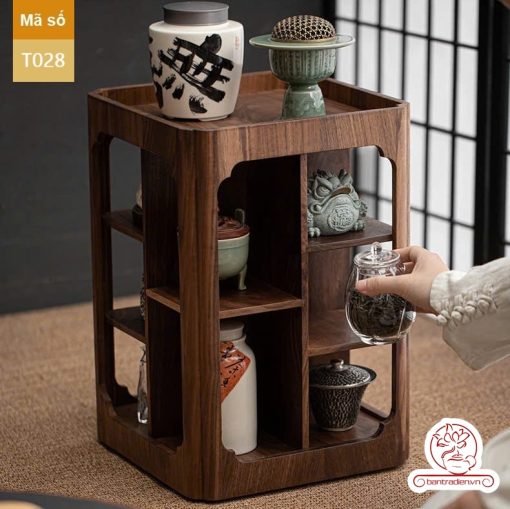 Tủ kệ trà trưng bày ấm chén dụng cụ trà trang trí không gian trà đạo. Tủ kệ trà dùng trang trí trong phòng khách. Tủ kệ trưng bày ấm chén dụng cụ trà đa năng T028