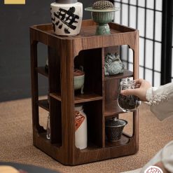 Tủ kệ trà trưng bày ấm chén dụng cụ trà trang trí không gian trà đạo. Tủ kệ trà dùng trang trí trong phòng khách. Tủ kệ trưng bày ấm chén dụng cụ trà đa năng T028