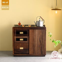 Xe trà di dộng tủ kệ trà kết hợp bàn pha trà đa năng cao cấp BX036
