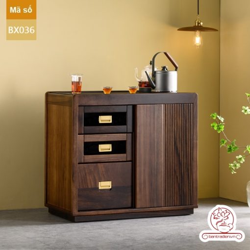 Xe trà di dộng tủ kệ trà kết hợp bàn pha trà đa năng cao cấp BX036