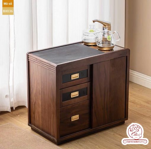 Xe trà di dộng tủ kệ trà kết hợp bàn pha trà đa năng cao cấp BX036