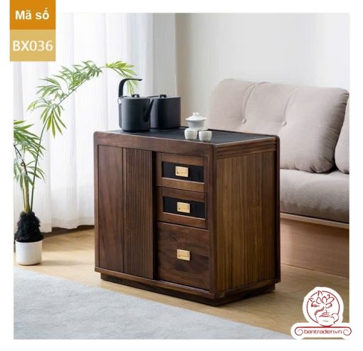 Xe trà di dộng tủ kệ trà kết hợp bàn pha trà đa năng cao cấp BX036