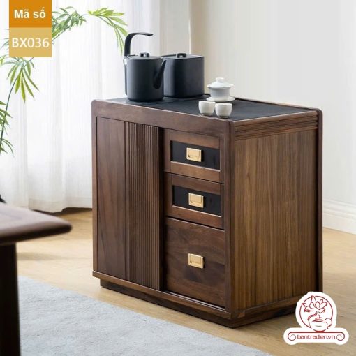 Xe trà di dộng tủ kệ trà kết hợp bàn pha trà đa năng cao cấp BX036