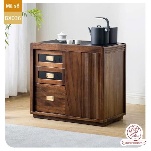 Xe trà di dộng tủ kệ trà kết hợp bàn pha trà đa năng cao cấp BX036