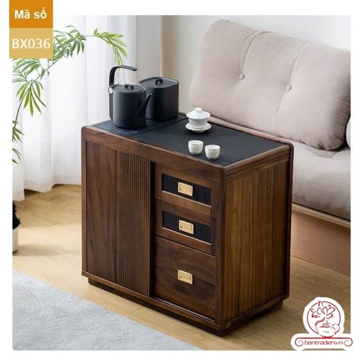 Xe trà di dộng tủ kệ trà kết hợp bàn pha trà đa năng cao cấp BX036