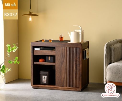 Xe trà di dộng tủ kệ trà kết hợp bàn pha trà đa năng cao cấp BX037