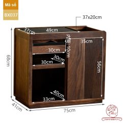 Xe trà di dộng tủ kệ trà kết hợp bàn pha trà đa năng cao cấp BX037