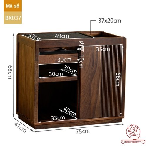 Xe trà di dộng tủ kệ trà kết hợp bàn pha trà đa năng cao cấp BX037