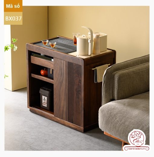 Xe trà di dộng tủ kệ trà kết hợp bàn pha trà đa năng cao cấp BX037