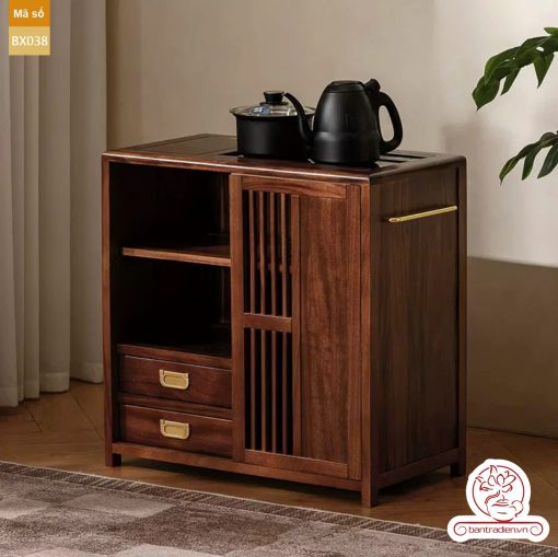 Xe trà di dộng tủ kệ trà kết hợp bàn pha trà đa năng cao cấp BX038