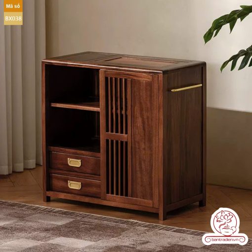 Xe trà di dộng tủ kệ trà kết hợp bàn pha trà đa năng cao cấp BX038