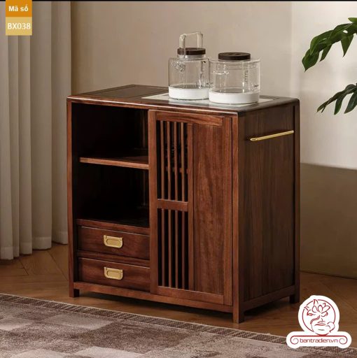Xe trà di dộng tủ kệ trà kết hợp bàn pha trà đa năng cao cấp BX038