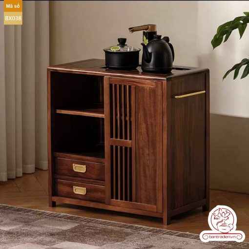 Xe trà di dộng tủ kệ trà kết hợp bàn pha trà đa năng cao cấp BX038