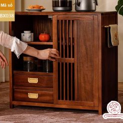 Xe trà di dộng tủ kệ trà kết hợp bàn pha trà đa năng cao cấp BX038
