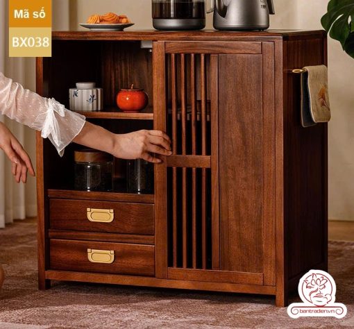 Xe trà di dộng tủ kệ trà kết hợp bàn pha trà đa năng cao cấp BX038