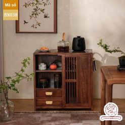 Xe trà di dộng tủ kệ trà kết hợp bàn pha trà đa năng cao cấp BX038