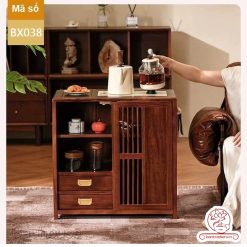 Xe trà di dộng tủ kệ trà kết hợp bàn pha trà đa năng cao cấp BX038