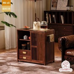 Xe trà di dộng tủ kệ trà kết hợp bàn pha trà đa năng cao cấp BX038