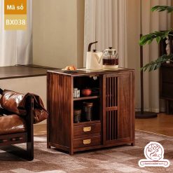 Xe trà di dộng tủ kệ trà kết hợp bàn pha trà đa năng cao cấp BX038