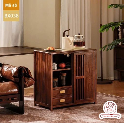 Xe trà di dộng tủ kệ trà kết hợp bàn pha trà đa năng cao cấp BX038
