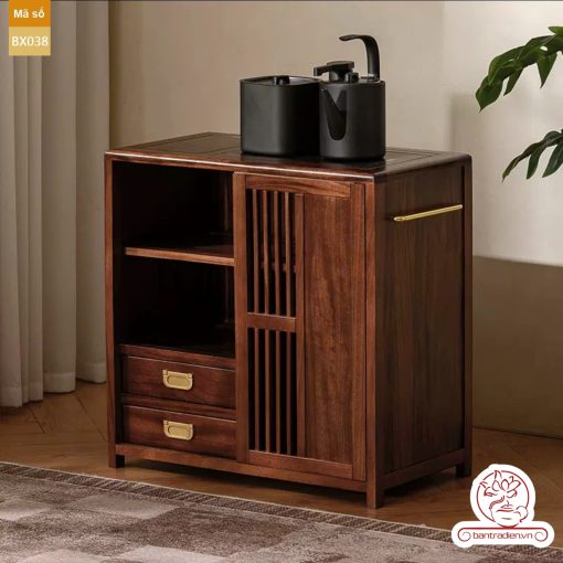 Xe trà di dộng tủ kệ trà kết hợp bàn pha trà đa năng cao cấp BX038