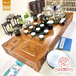 Bộ bàn pha trà điện thông minh đa năng cao cấp gỗ hương L0818 có ngăn kéo để đồ và khay đốt trầm