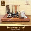 Bộ bàn pha trà điện thông minh đa năng cao cấp gỗ hương Hoa Khai Phú Quý L0912 có hộp đựng đồ