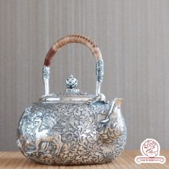 ấm bạc đun nước pha trà nguyên chất 9999 cao cấp chế tác thủ công toàn phần, ấm đun nước bạc nguyên chất