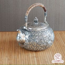 ấm bạc đun nước pha trà nguyên chất 9999 cao cấp chế tác thủ công toàn phần, ấm đun nước bạc nguyên chất