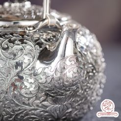 ấm bạc đun nước pha trà nguyên chất 9999 cao cấp chế tác thủ công toàn phần, ấm đun nước bạc nguyên chất