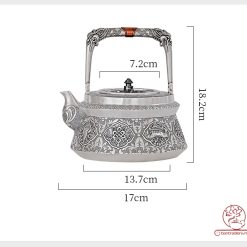ấm bạc đun nước pha trà nguyên chất 9999 cao cấp chế tác thủ công toàn phần, ấm đun nước bạc nguyên chất
