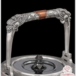 ấm bạc đun nước pha trà nguyên chất 9999 cao cấp chế tác thủ công toàn phần, ấm đun nước bạc nguyên chất