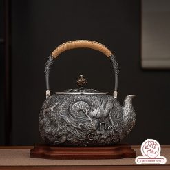 ấm bạc đun nước pha trà nguyên chất 9999 cao cấp chế tác thủ công toàn phần, ấm đun nước bạc nguyên chất