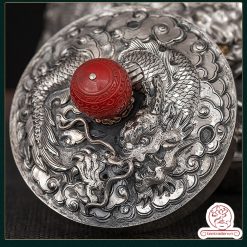 ấm bạc đun nước pha trà nguyên chất 9999 cao cấp chế tác thủ công toàn phần, ấm đun nước bạc nguyên chất