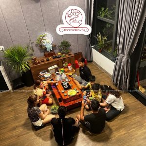 Ảnh thực tế phòng khách Gia Đình bộ bàn trà điện cao cấp gỗ hương L08