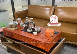 Ảnh thực tế bộ bàn trà điện cao cấp gỗ hương L08