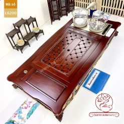 Bộ bàn pha trà điện thông minh đa năng cao cấp phong cách tân cổ điển vẽ vàng L6228 có ngăn kéo để đồ và khay đốt trầm