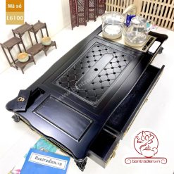 Bộ bàn pha trà điện thông minh đa năng cao cấp phong cách tân cổ điển vẽ vàng L6100 có ngăn kéo để đồ và khay đốt trầm