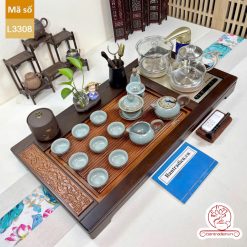 bàn trà điện thông minh đa năng cao cấp gỗ mun L3308