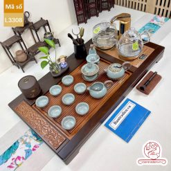 bàn trà điện thông minh đa năng cao cấp gỗ mun L3308