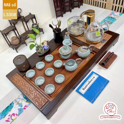 bàn trà điện thông minh đa năng cao cấp gỗ mun L3308